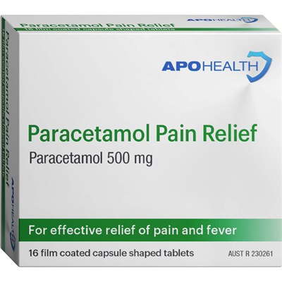 ApoHealth Paracetamol Pain Relief 500mg 16 Caplets