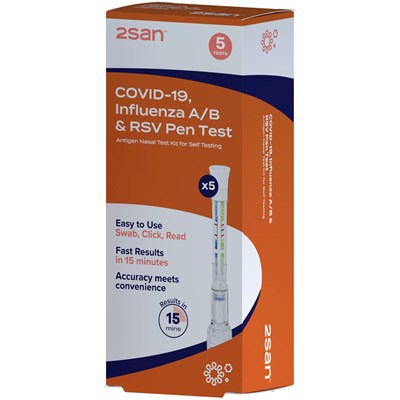 2SAN Covid-19, Influenza A/B and RSV Pen Test 5 Pack