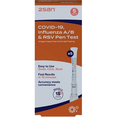 2SAN Covid-19, Influenza A/B and RSV Pen Test 5 Pack