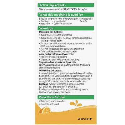 Panadol Children 1-5 Years Tutti Fruitti Flavour 200mL