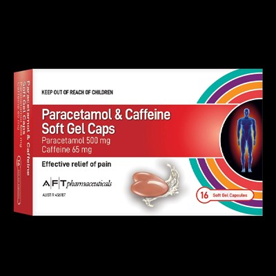 AFT Pharmacauticals Paracetamol & Caffein 16 Soft Gel Capsules