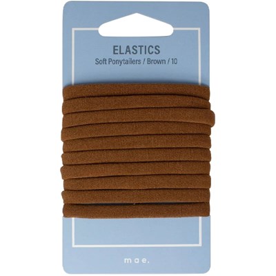 Mae Elastics Soft Ponytailers Brown 10 Pack