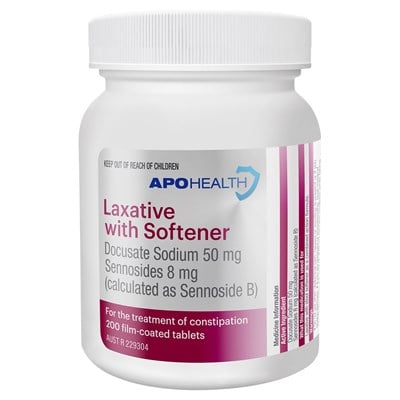 APOHealth Laxatives with Softener 50mg 200 Tablets