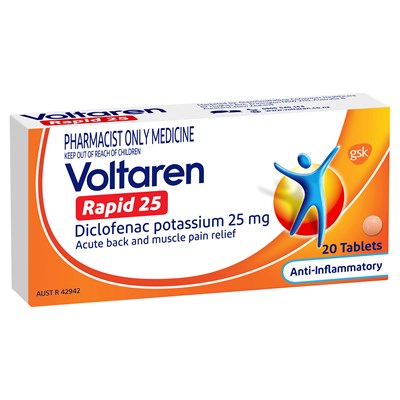 Voltaren Rapid (diclofenac potassium) 25mg Tablets 20