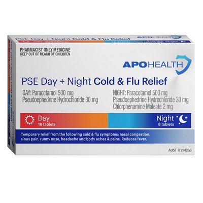 ApoHealth PSE Cold & Flu Day & Night Relief 24 Tablets