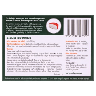 Cartia Low Dose Aspirin 28 Tablets
