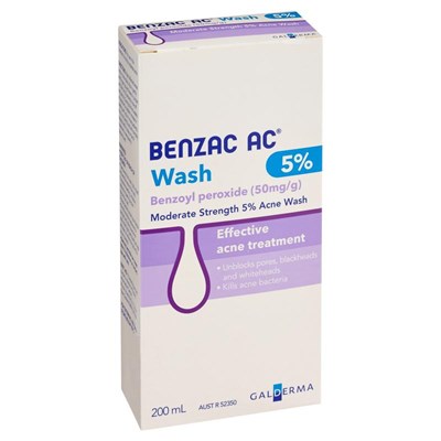 Benzac AC Moderate Strength 5% Acne Wash 200mL