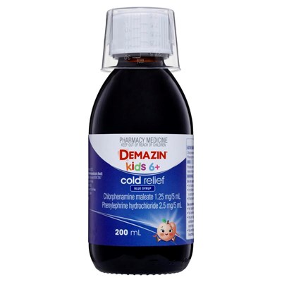Demazin Kids 6+ Cold Relief Blue Syrup 200mL