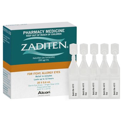Zaditen Sterile Eye Drops 20 x 0.4mL pack