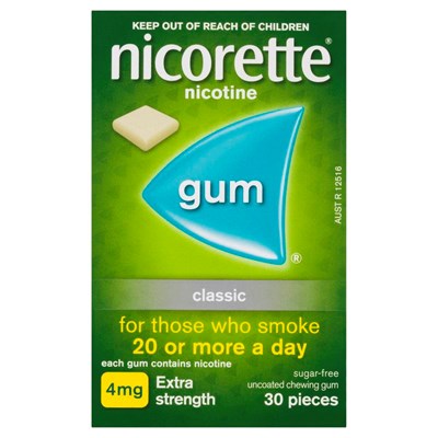 Nicorette Gum Classic 4mg Extra Strength 30 Pack
