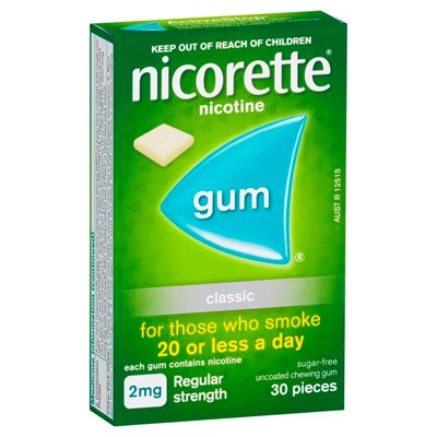 Nicorette Gum Classic 2mg Regular Strength 30 Pack