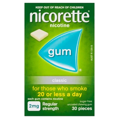 Nicorette Gum Classic 2mg Regular Strength 30 Pack
