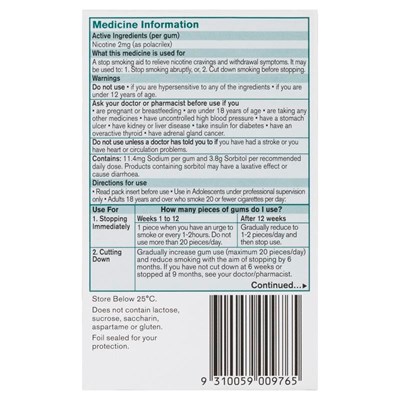 Nicorette Gum Classic 2mg Regular Strength 30 Pack