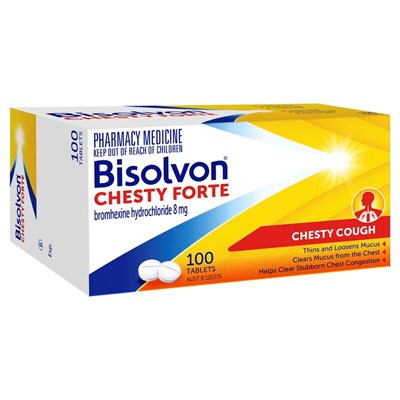 Bisolvon Chesty Forte (bromhexine hydrochloride) 8mg Tablets 100