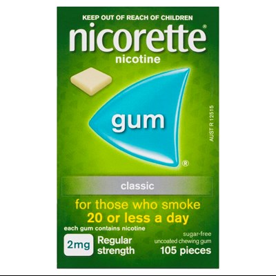 Nicorette Gum Classic 2mg Regular Strength 105 Pack