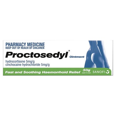Proctosedyl (hyrdrocortisone / cinchocaine hydrochloride) 5mg/g,5mg/g Ointment 30g