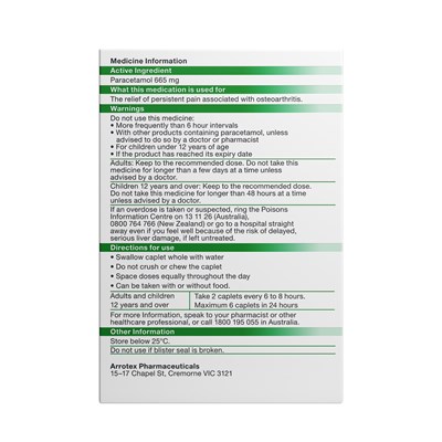 ApoHealth Osteo Relief (Paracetamol) 665mg Capsule Shaped Tablets 96