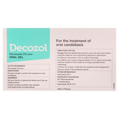 Decozol (miconazole) 2% Oral Gel 40g