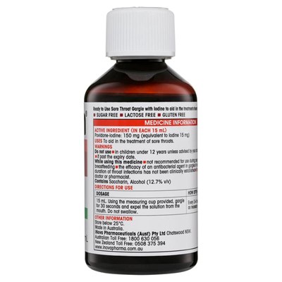 Difflam Ready to Use Sore Throat Gargle with Iodine 200mL