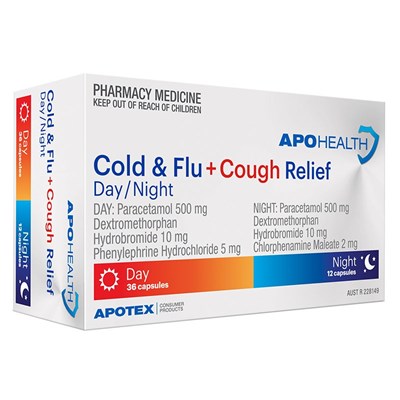 ApoHealth Cold & Flu + Cough Relief Day & Night 48 Capsules