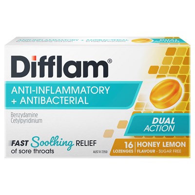 Difflam Sore Throat Lozenge Honey & Lemon Flavour 16's