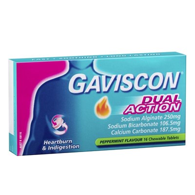 Gaviscon Dual Action Peppermint 16 Chewable Tablets