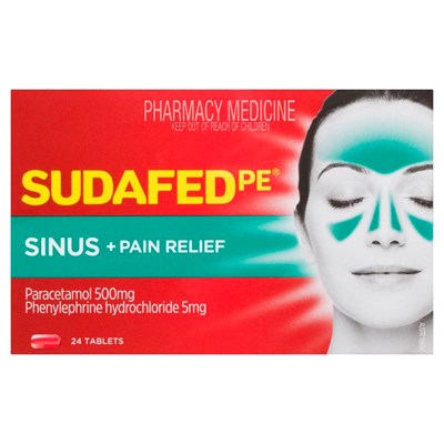 Sudafed PE Sinus + Pain Relief 24 Tablets