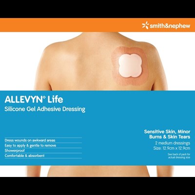 Allevyn Life Silicone Gel Adhesive Medium 2 Pack Dressing 12.9cm x 12.9cm