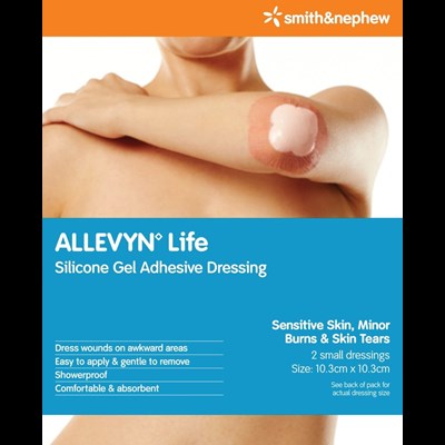 Allevyn Life Silicone Gel Adhesive 2 Pack Dressing 10.3cm x 10.3cm Small
