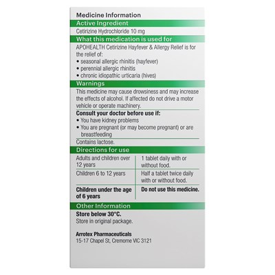ApoHealth Cetirizine 30 Tablets