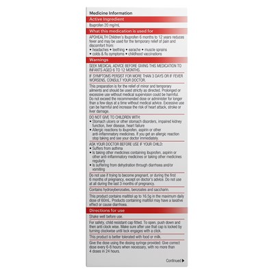 ApoHealth Children's Ibuprofen 6 Months to 12 Years 200mL