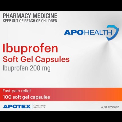 ApoHealth Ibuprofen 200mg 100 Soft Gel Capsules