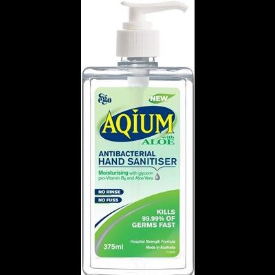Aqium Antibacterial Hand Sanitiser with Aloe Vera 375mL