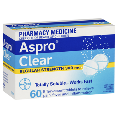 Aspro Clear Pain Relief Aspirin 60 Soluble Tablets