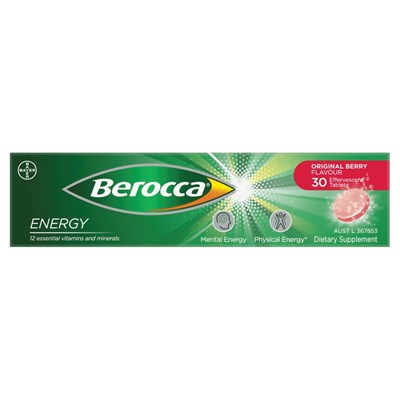 Berocca Vitamin B & C Original Berry Energy Effervescent 30 Tablets