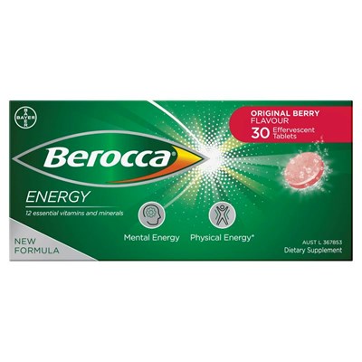Berocca Vitamin B & C Original Berry Energy Effervescent 30 Tablets