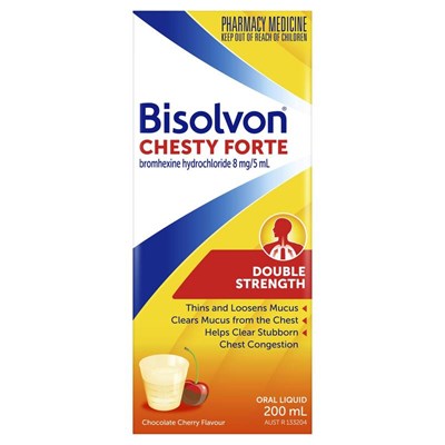 Bisolvon Chesty Forte (bromhexine hydrochloride) 8mg/5mL Liquid 200mL