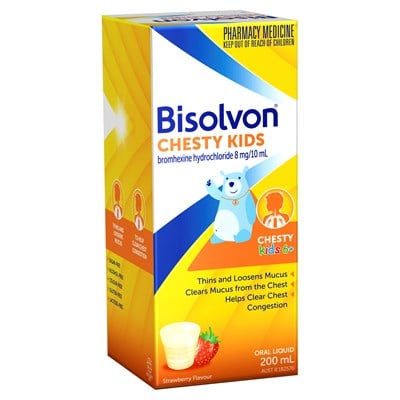 Bisolvon Chesty Kids (bromhexine hydrochloride) 8mg/10mL Liquid Strawberry 200mL