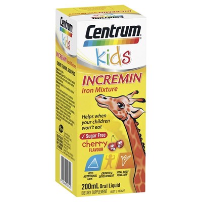 Centrum Kids Incremin Iron Mixture Oral Liquid Cherry 200mL