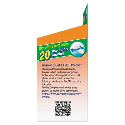Clearwipe Lens Cleaner Anti-Fog 20 Wipes