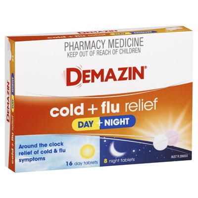 Demazin Cold & Flu Relief Day + Night 24 Tablets