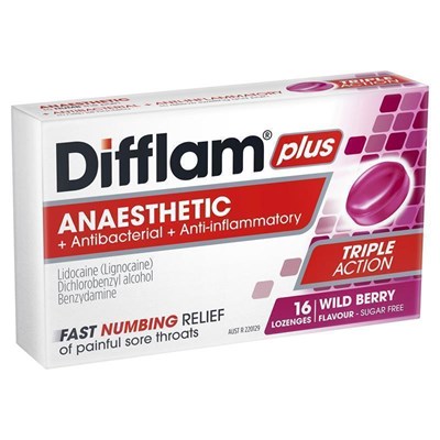 Difflam Plus Anaesthetic Berry 16 Pack