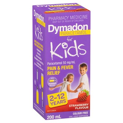 Dymadon Kids 2-12 Years Colour Free Strawberry 200mL