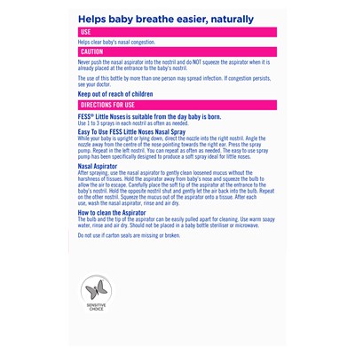 FESS Little Noses Saline Nasal Spray + Aspirator 15mL