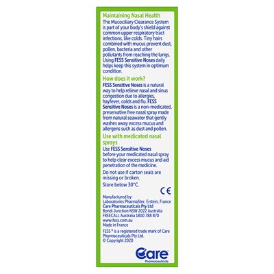 FESS Sensitive Noses Seawater Nasal Saline Spray Spray 30mL