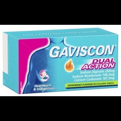Gaviscon Dual Action Peppermint 48 Chewable Tablets