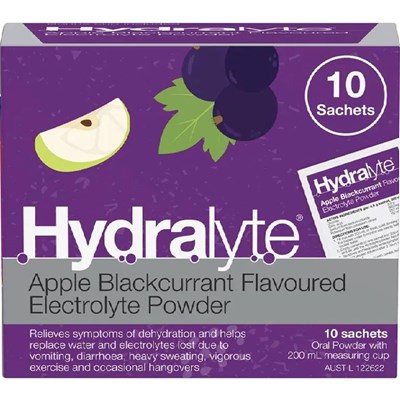 Hydralyte Electrolyte Powder Apple Blackcurrant Flavoured 10 Pack