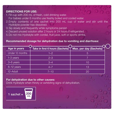 Hydralyte Electrolyte Powder Apple Blackcurrant Flavoured 10 Pack