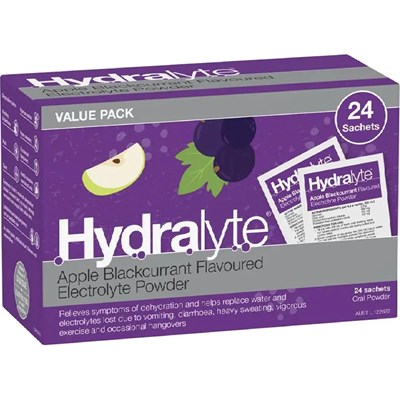 Hydralyte Electrolyte Powder Apple Blackcurrant Flavour 24 Sachets