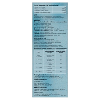 Hydralyte Electrolyte Ice Blocks Colour free Lemonade 16 Pack